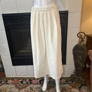 Vintage Calvin Klein Ivory Corduroy Straight Below Knee Skirt snap Slit